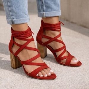 Vintage Havana Est. 1954 Suede  Strappy Blocked Heeled Sandals, 3.0 inch heels